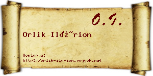 Orlik Ilárion névjegykártya